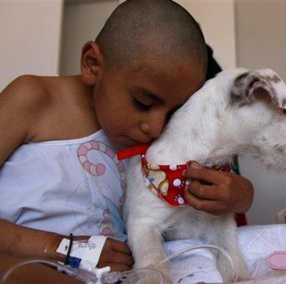 Sick Child Holding Dog